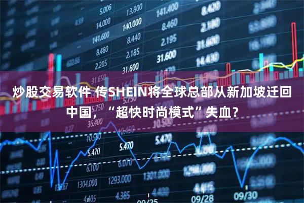 炒股交易软件 传SHEIN将全球总部从新加坡迁回中国，“超快时尚模式”失血？
